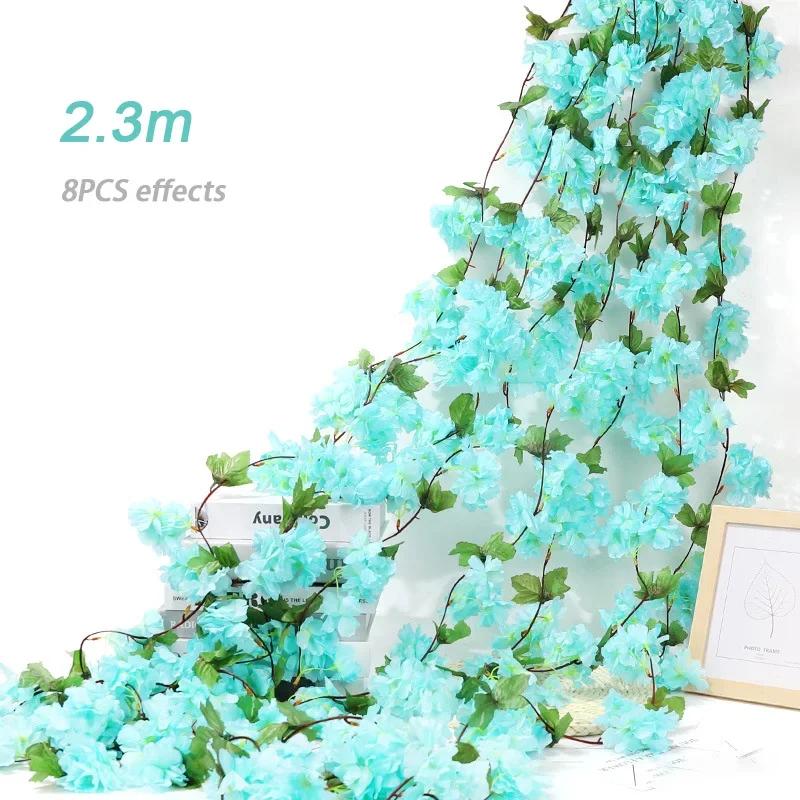 180 cm Umělé květiny Třešňový květ Věnec sakura Svatební oblouk Zahrada Pozadí Domácí párty dekorace Hedvábí Falešné rostliny Réva