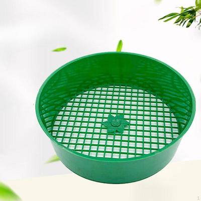 Tamiz de jardín, tamiz de tierra redondo de malla verde, herramienta de jardinería para compost, para tierra vegetal pequeña