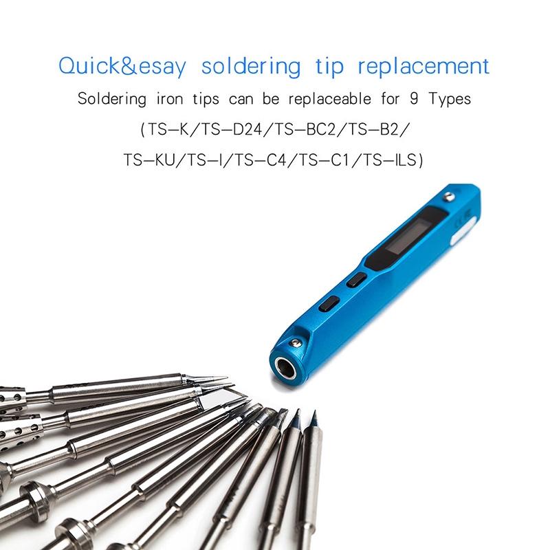 TS100 MINI Digital Electric Soldering Iron Station OLED Programable Interface DC5525 Built-in STM32 Chip Tools Kit New