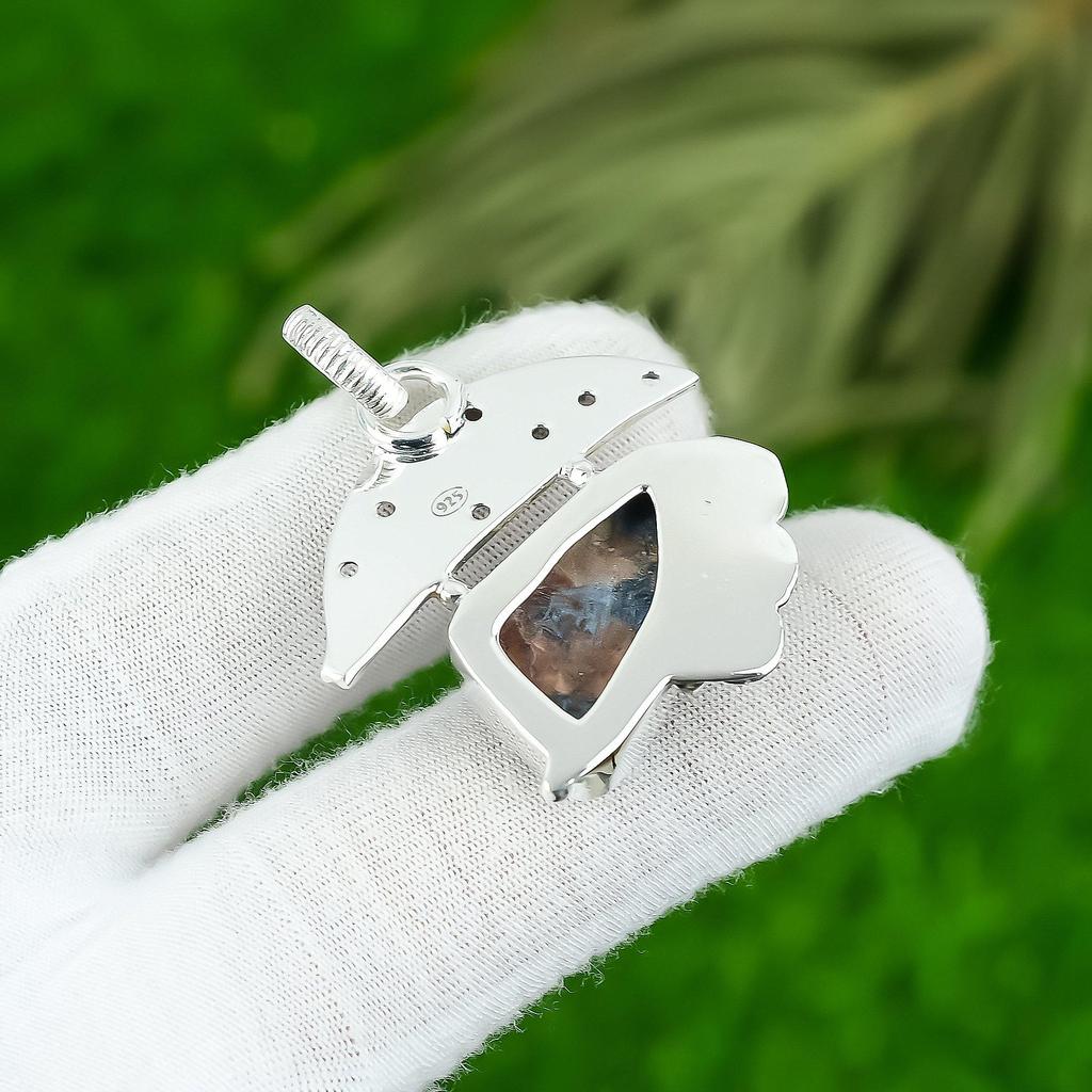 925 Sterling Silver Trillion Pietersite Gemstone Wife Bezel Handmade New Pendant