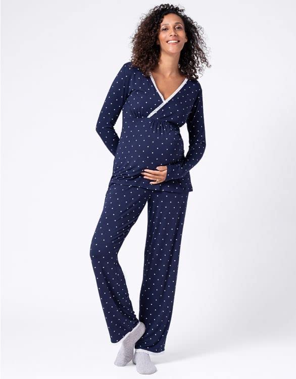 Pajama Imetamis Rasedus Pajama MARTAH Tumesinine Täpiline XS [Seraphin] Komplekt, Komplekt, Naiste