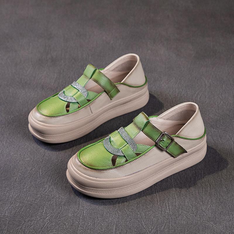 

Первый слой коровьей кожи маленькие белые туфли для женщин летом 2025 года, новые повседневные универсальные цветные на липучке на плоской подошве маленькие кеды 40