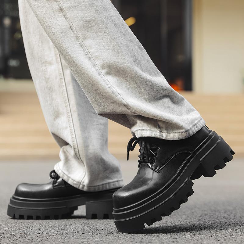 Derby shoes men's platform heightening trendy shoes black big head business dress commuter groom wedding leather shoes 16890-J