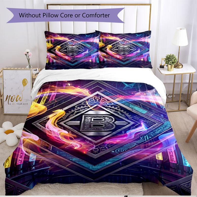 Parure de lit 3 pièces avec housse de couette (1*Housse de couette + 2*Taie d'oreiller, sans noyau), Ensemble de literie doux toutes saisons imprimé Borussia Mönchengladbach, Cadeau de décoration pour chambre à coucher à la maison