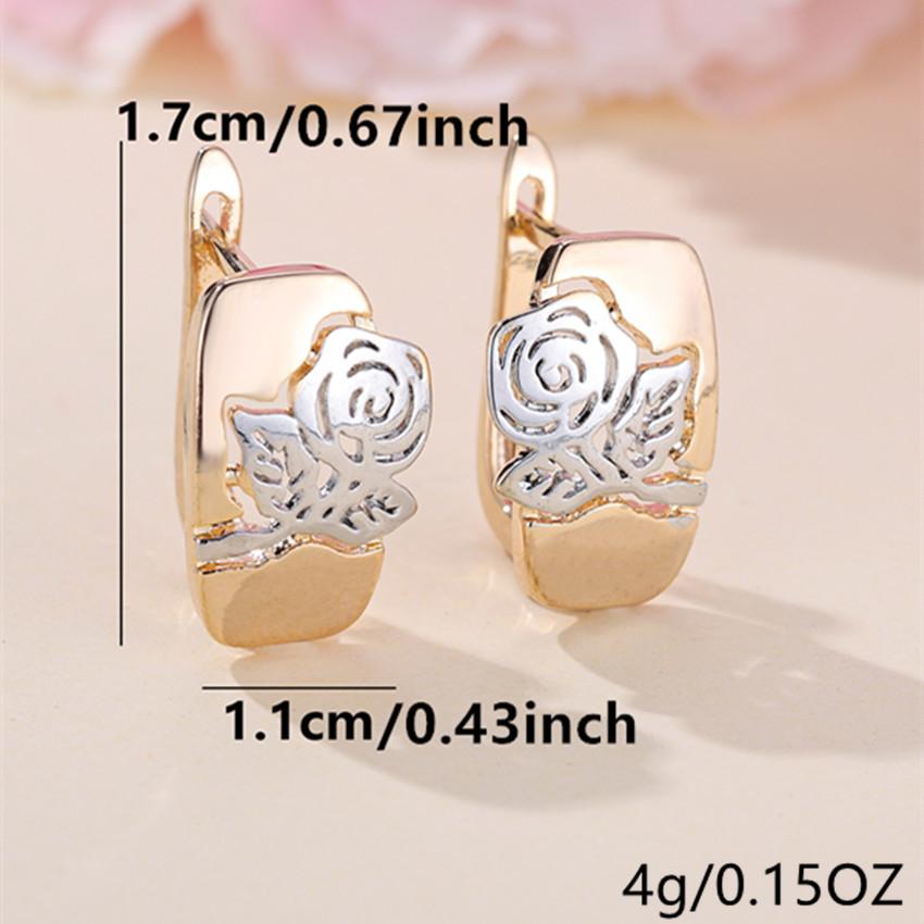 1 Paar Luxus Vintage Hohle Rose Blume Ohrringe für Frauen Golden & Silber Zwei Farben Täglich Mode Party Schmuck Valentinstag Geschenke