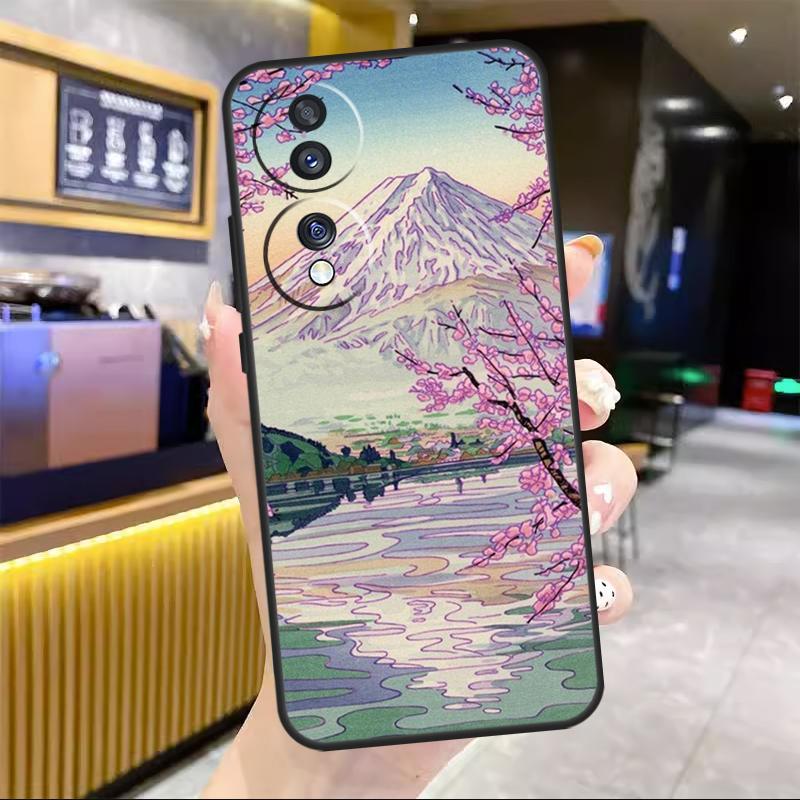 Japanese Snow Cherry Blossom Art Case For Honor X7a X8a X9a X6a X8 X9 X6 X7 10 50 90 70 Lite 8X 9X Magic 4 Lite 5 Pro Cover