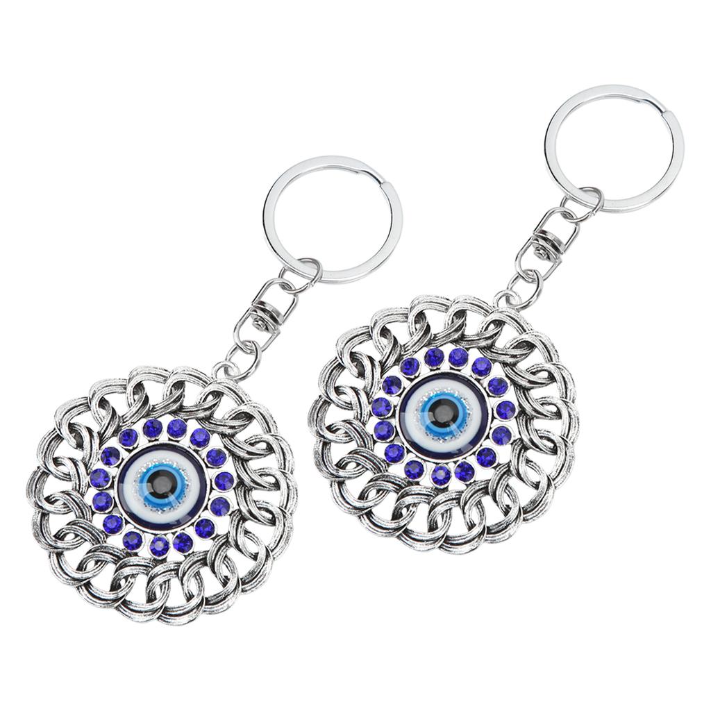 2 szt. brelok zły oko ażurowy okrągły skręcony diament indyczy niebieski brelok z złym okiem amulet torba