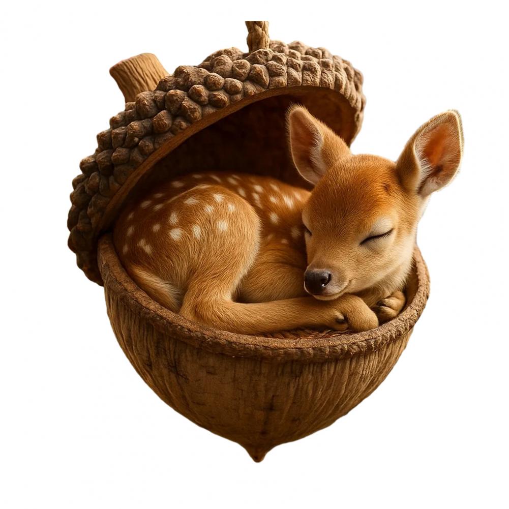 Forest Animal Acorn Ornaments 2D Acrylic Woodland Creature Hanging Ornament for Nature Lovers