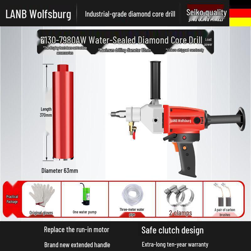 Diamantkern-Betonbohrer & Ständer – Handgehaltener Nass-/Trockenlochbohrer mit Wasserbohrermischer