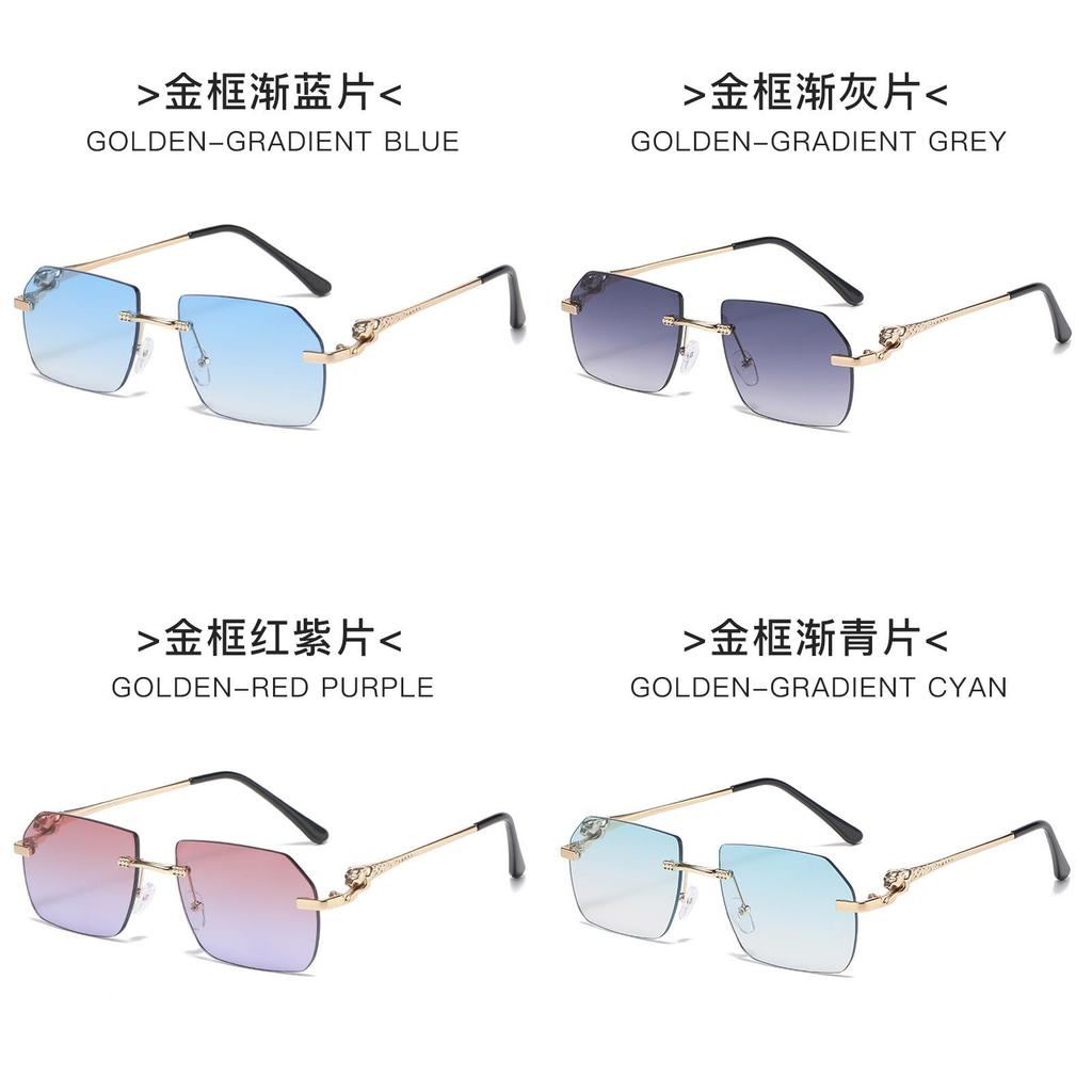 Leopard Pattern Womens Frameless Sunglasses With Pc Lenses For Trendy Street Style