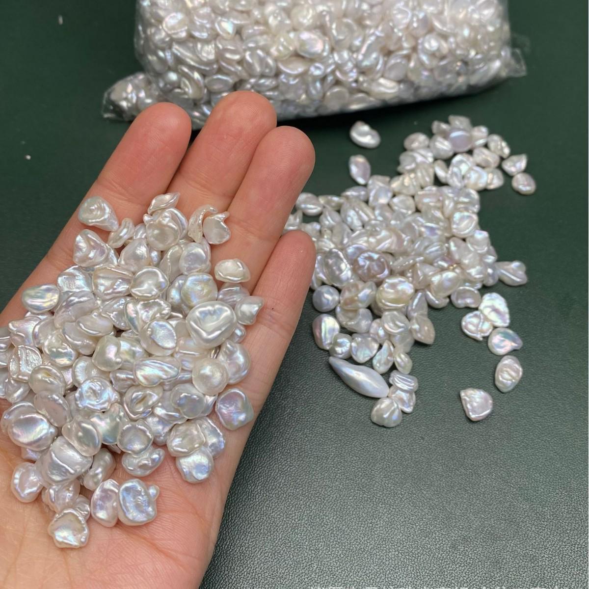 Irregular 7-8mm Bright Silver Freshwater Pearl Beads for DIY Jewelry 7-8mm