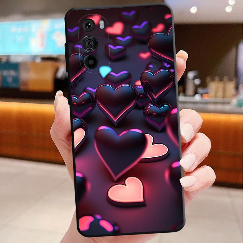 Phone Case For Motorola Edge 50 40 Pro 60 50 40 30 Ultra Neo Fusion Moto G85 G72 G53 G54 G84 G13 G32 Pink Gold Love heart