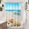 Plážový sprchový závěs Strojově pratelný Mušle Hvězdice Lastura Vlny Oceán Koupelnový závěs Modrá Sada koupelnových doplňků s háčkem