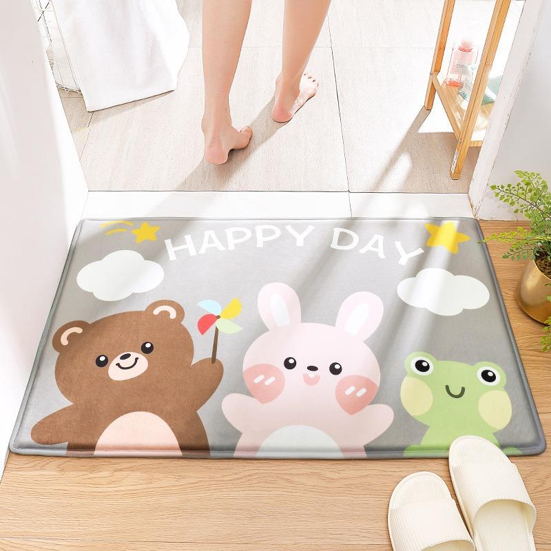 Rabbit Welcome Mat for Front Door Outdoor Entry Print Doormat Non Slip Kitchen Bedroom Footpad Home Indoor Decor Funny Kid Rug