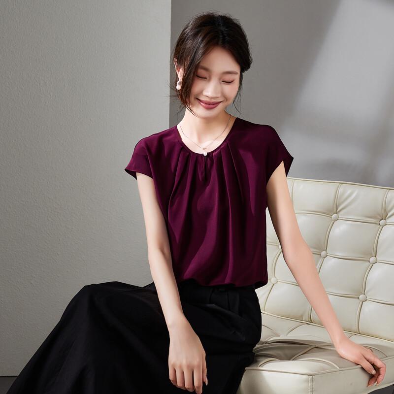 SOFSIL Women s Breathable Silk Short-Sleeve Blouse L
