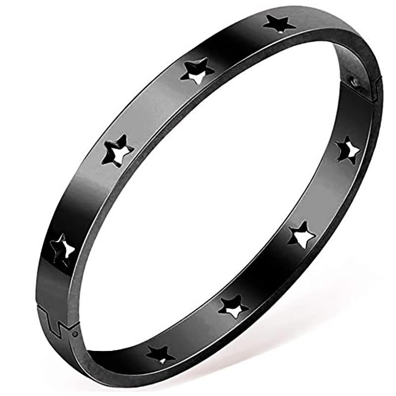 European American Star Hollow 6MM Titanium Steel Bracelet