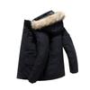 Mens Thick Warm Cotton Puffer Coat Mid-Length With Detachable Faux Fur Collar Casual Winter Outerwear Adults