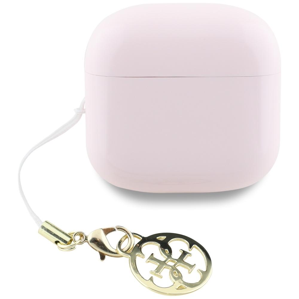 Écouteurs TWS Rose Guess Effet Brillant Logo Classique Imprimé & Breloque