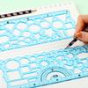 Multi-functional Geometric Ruler Set for Primary Students: 7-Piece Drawing and Painting Kit with Ever-changing Kaleidoscope Ruler