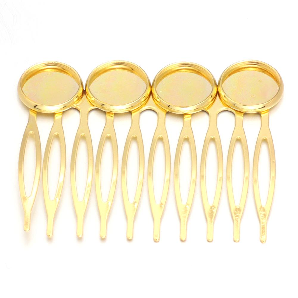 5-10pcs/lot 4/10 Teeth Metal Hair Comb Clips Hairpin Base Setting Round Cabochon Cameo For Jewelry Making DIY Hair Acessories