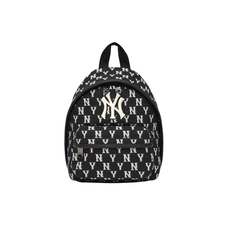 New MLB Monogram Collection Polyester Backpack Small Size Unisex Black 3ABKS012N-50BKS