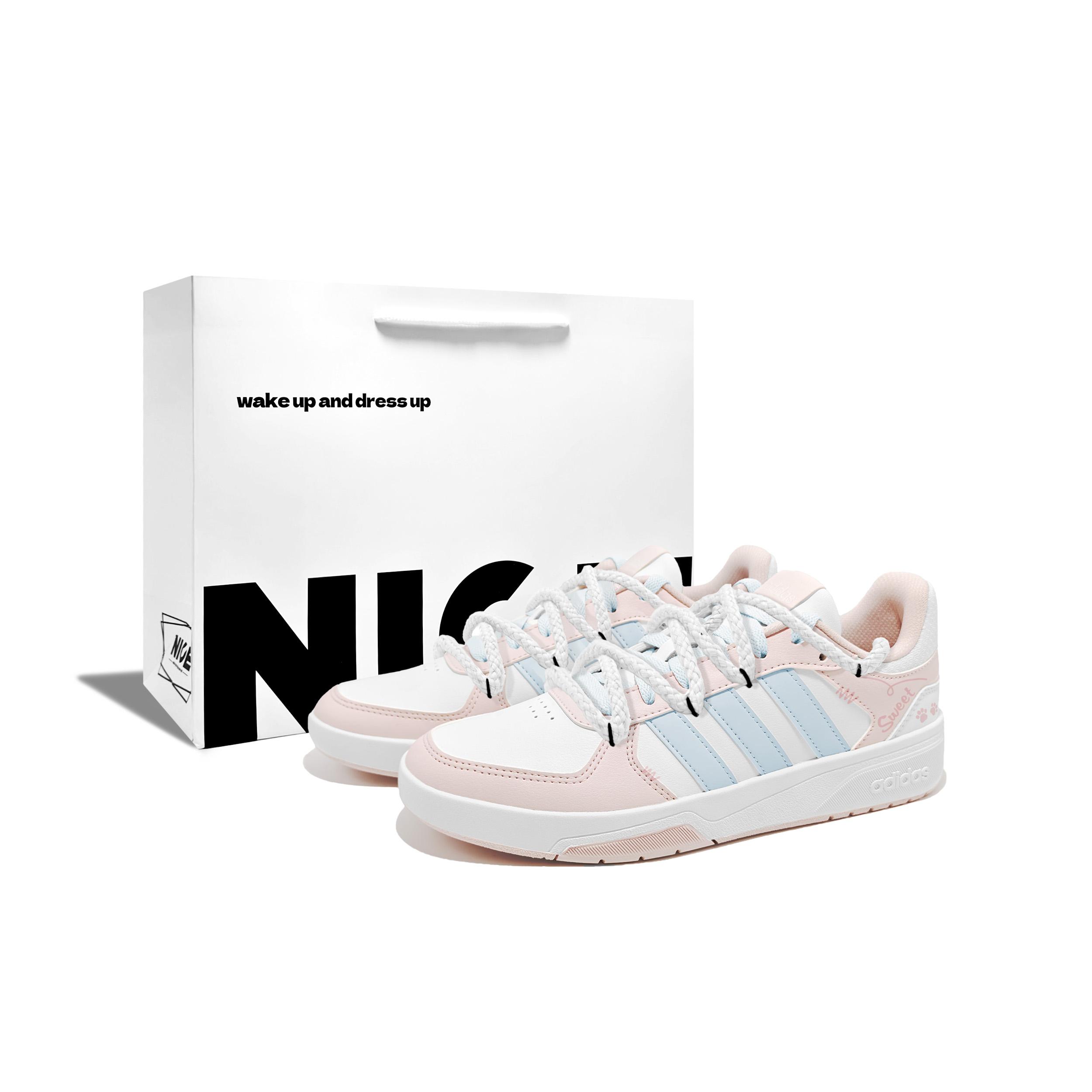 

Adidas COURTBEAT Meowth Sweetheart, 2 Synthetic Leather Cushioning Abrasion Resistant Slip Resistant Low top KI6785(Team1002--BOX) 35⅔