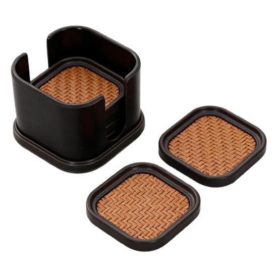 6Pcs Insulated Coasters Heat Insulation Rattan Mat Anti-scalding Non-slip Square Tea Cup Holder Multi-functional