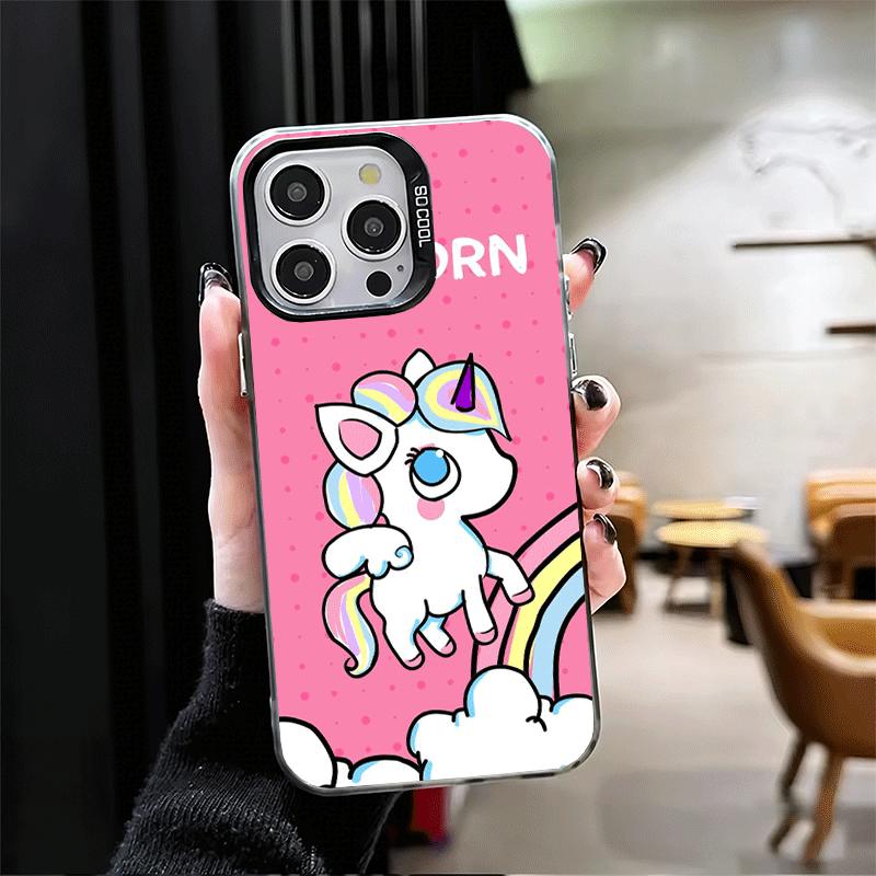 Pink Unicorn Rainbow Soft Phone Case for iPhone 15 16 17 Pro Max 17Air 16E 14 Plus 13 12 Mini Shockproof Cover Back Shell