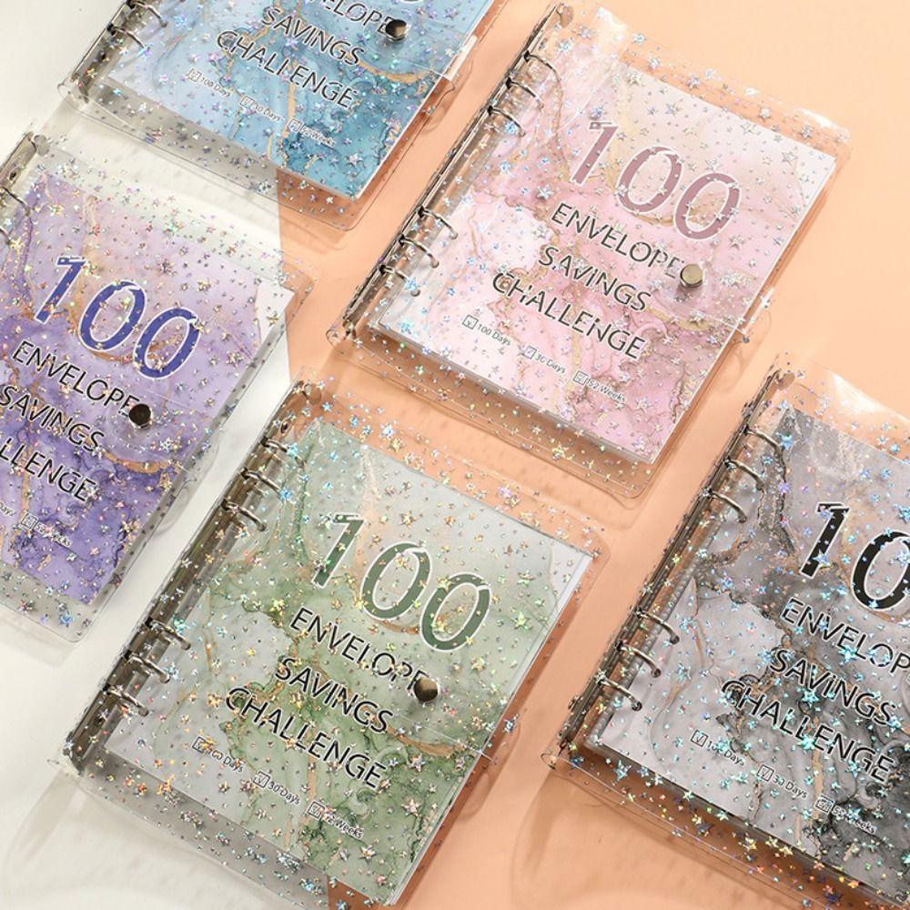 

Button Closure Envelope Savings Challenges Book Waterproof Budget Binder Notebook Kids рожевий