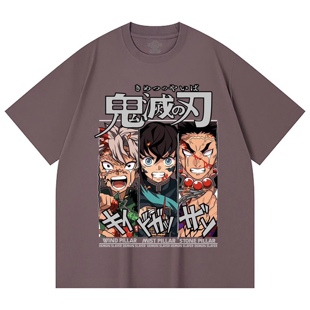 230 Gsm 100% Cotton Demon Slayer V60 Pillars Print Unisex Heavy Cotton T Shirt