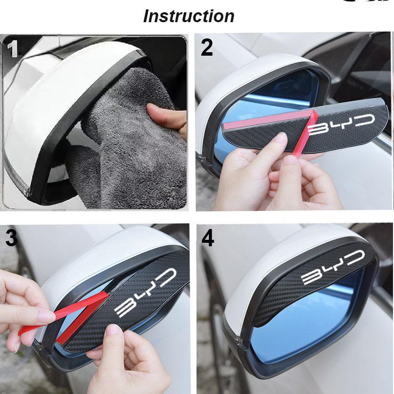 2Pcs Car Rearview Mirror Sticker For BYD Atto 3 Act 3 Tang F3 E6 Dmi Yuan plus Song plus ev f0 f3 Qin Pro