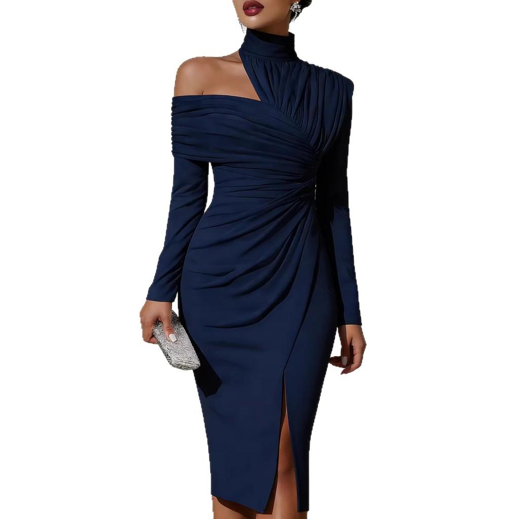 Elegant Spring Casual Off Shoulder Dress With Slit For Womens Party And Date