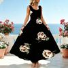 Exquisite Floral Sleeveless A-Line Maxi Dress Soft Flattering Versatile for Daily Workwear & Beach Vacation