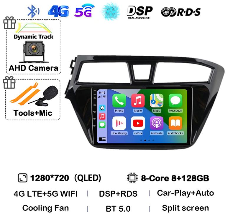 Android 14 Carplay Auto WIFI+4G For Hyundai I20 LHD 2015 2016 2017 2018 Car Radio Car Multimedia Player Stereo GPS NO 2 Din DVD