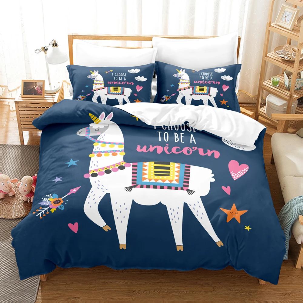 

100% Bamboo Fiber Bedding Set Unicorn Children Winter Duvet Cover Set Full Queen King Bedroom Set Home Textile Housse De Couette EU single(135x200cm)