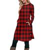 Women's Fashion Casual Long SleeveTunic Dress With Pockets Side Button Dress