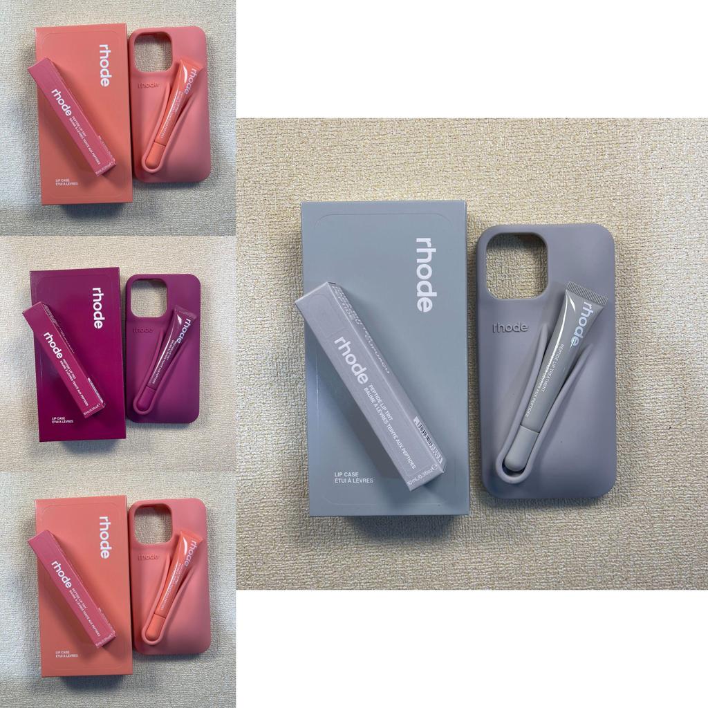 Set Custodia per Telefono in Silicone Lucidalabbra Rhode per iPhone 16 con Funzione Antiurto e Supporto