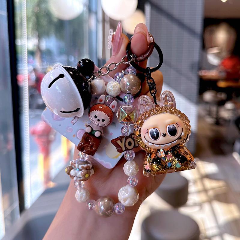 Oil Cartoon Labu Mobile Phone Case Bead Chain Beaded Keychain Doll Schoolbag Quicksand Bottle Small Pendant Gift Bubu