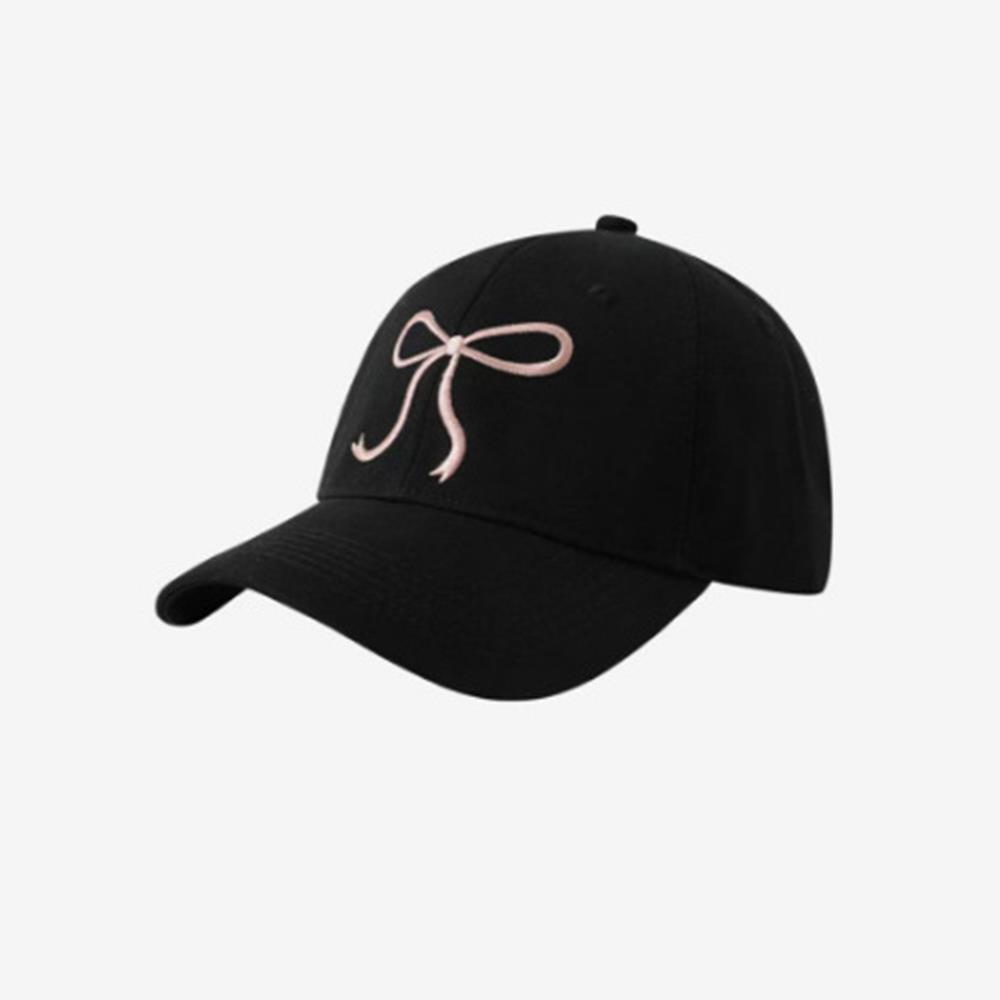 Y2K Bowknot Embroidery Washed Cotton Baseball Cap Snapback Hat Solid Wide Brim Cap Outdoor Adjustable Sports Sun Protection Cap