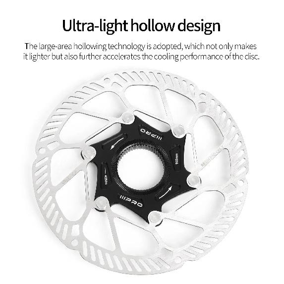 IIIPRO Ultra-Light Bicycle Brake Rotor 140/160mm Hollow High-Strength Steel MTB/Road Bike 6 Bolts/Center Lock Disc Brake Rotors