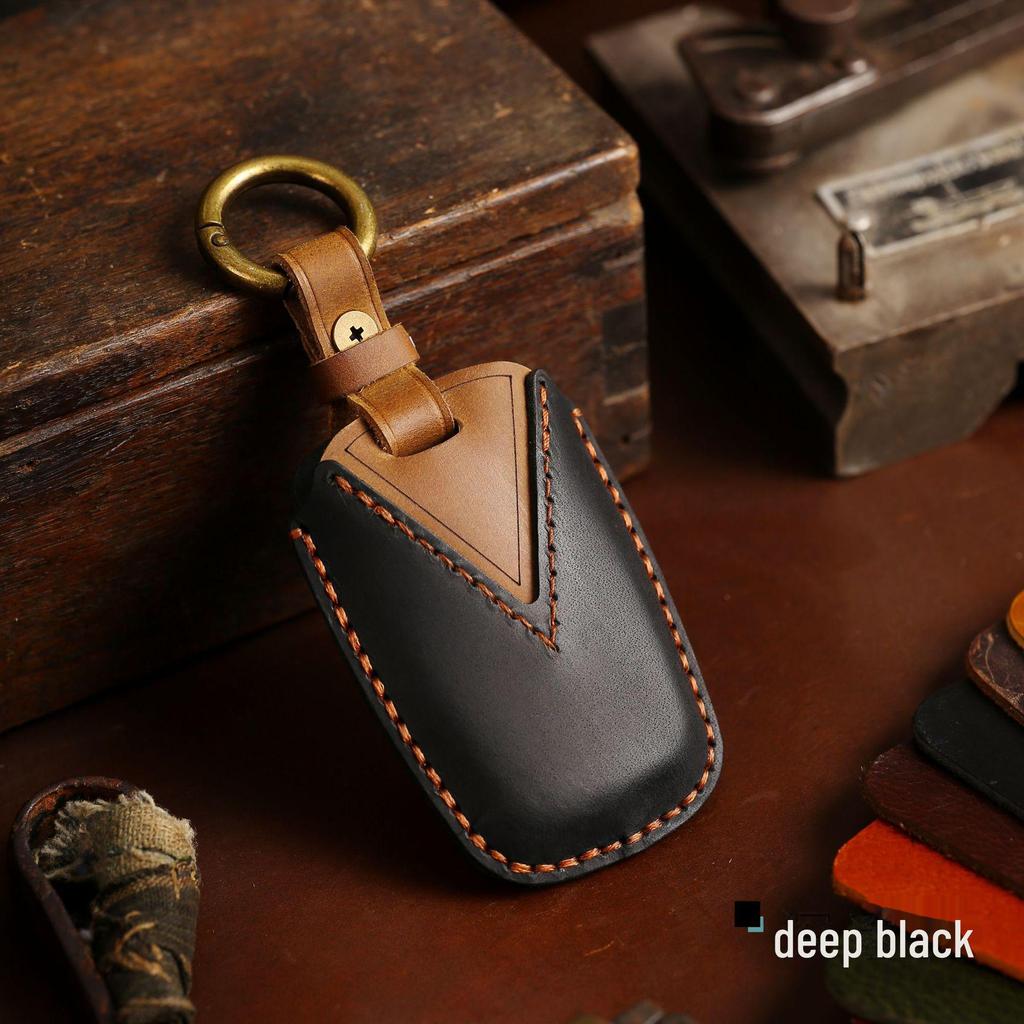 Genuine Leather Handmade Key Cover for Kia - Crazy Horse Design