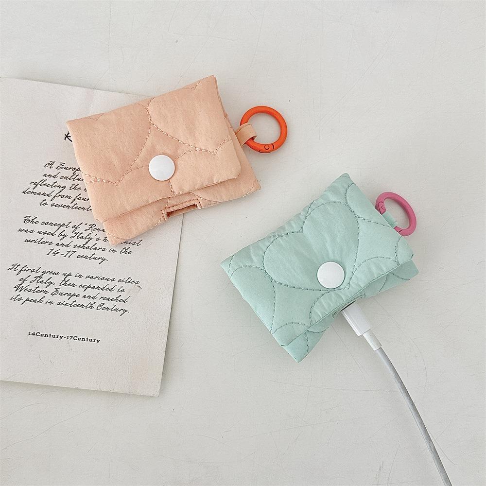 Soft Headphone Storage Bag Korean Style Bluetooth Headset Earphone Case Heart Earphone Bag Gifts