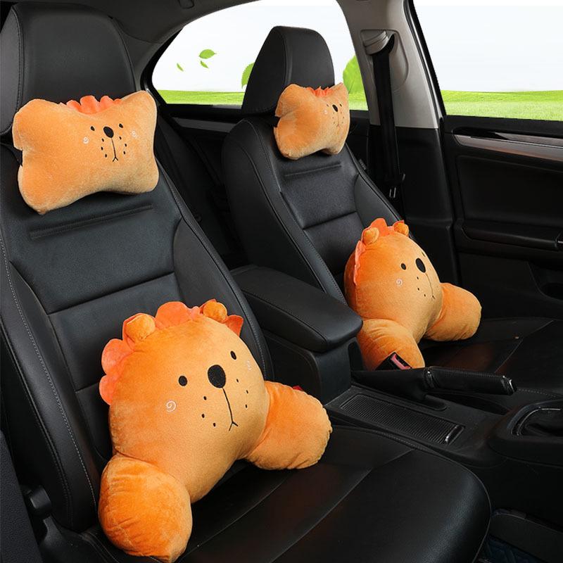 Cute Cartoon Car Headrest and Lumbar Support Pillow Set