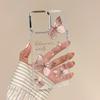 Luxury Electroplating Lens Frame Butterfly Print Case For iPhone 15 16 Pro Max Plus 14 13 12 Pro 11 Transparent TPU Phone Cover