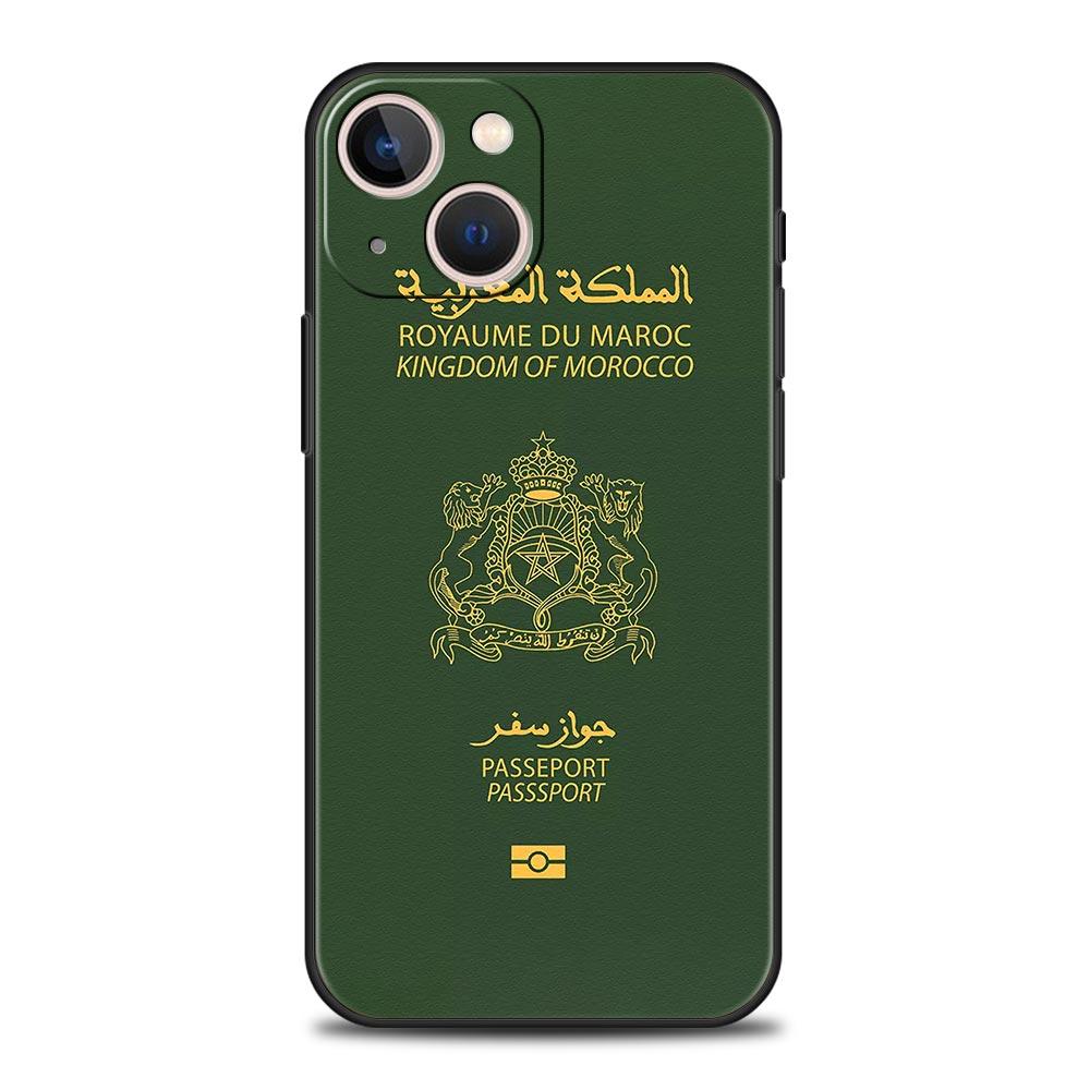 Morocco Ukraine Passport For iPhone 11 12 13 15 14 Pro Max Phone Case X XR XS 7 8 Plus SE 2020 Luxury Black Soft Cover Funda