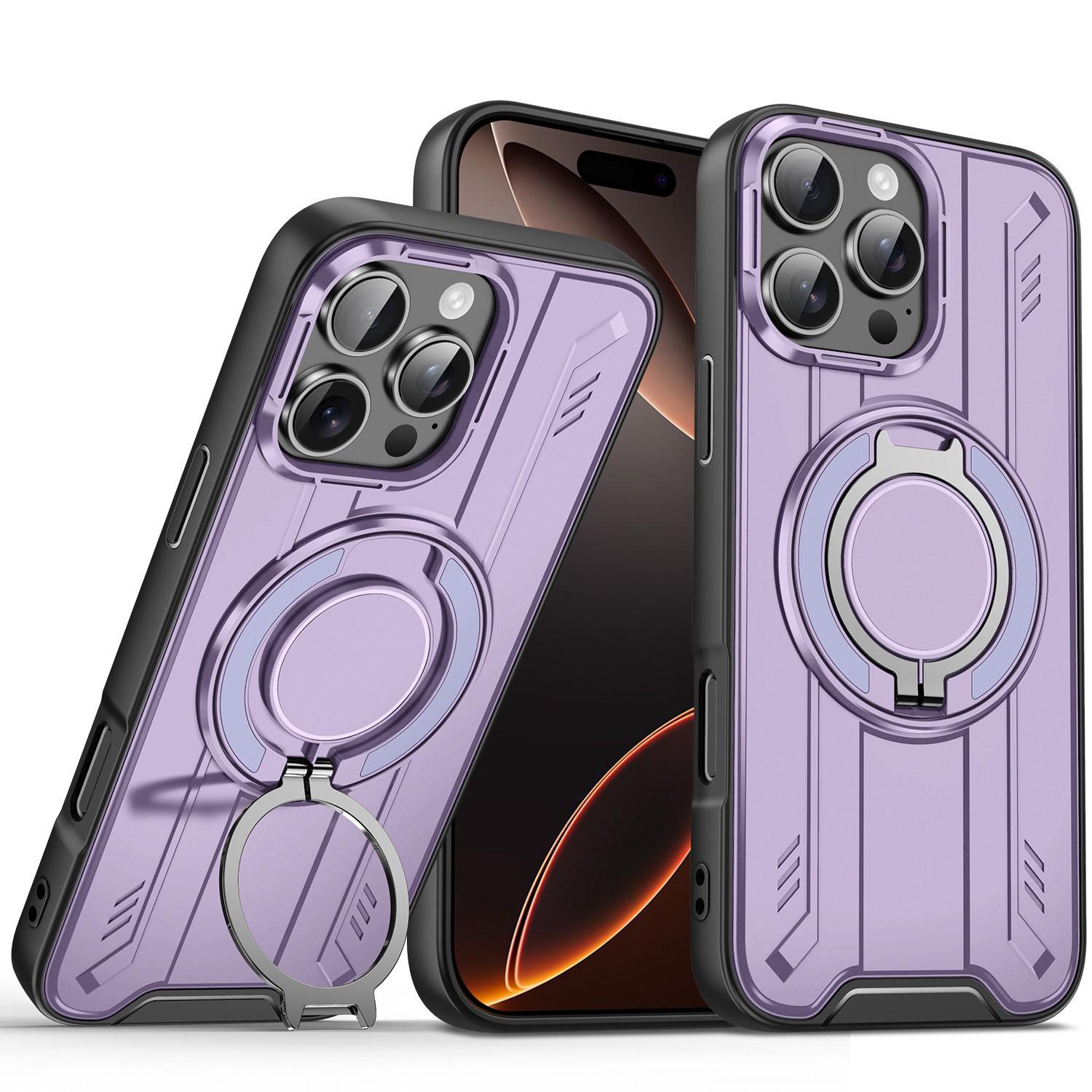 

Lingsheng Rotating Magnetic Bracket Armor Case - Drop-proof for iPhone 17 Pro and Apple 11 iPhone 16 фиолетовый