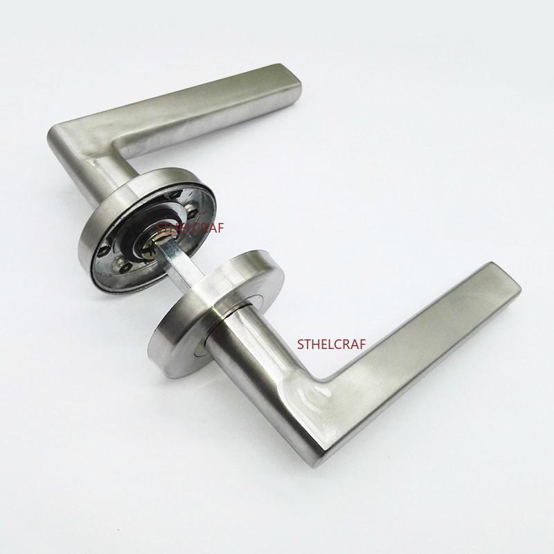 1 Pair Stainless Steel Passage Door Handle Silent Reversible Handle for Bedroom Bathroom Door Furniture Hardware Accessories