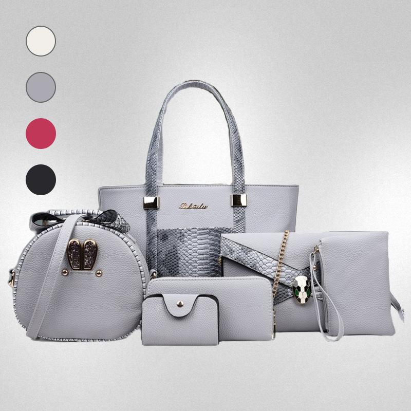 New Fashion Trend Classic Embossed Snake Pattern Shoulder Handbag Six-piece Oblique Span Bag Women's Bag