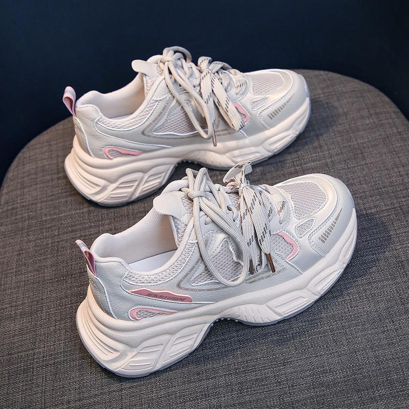 Fashion Casual Sneakers for Women Thick Sole Breathable Mesh Tennis Ladies Running Shoes Fashion Wedge Sneakers Sports Trainers