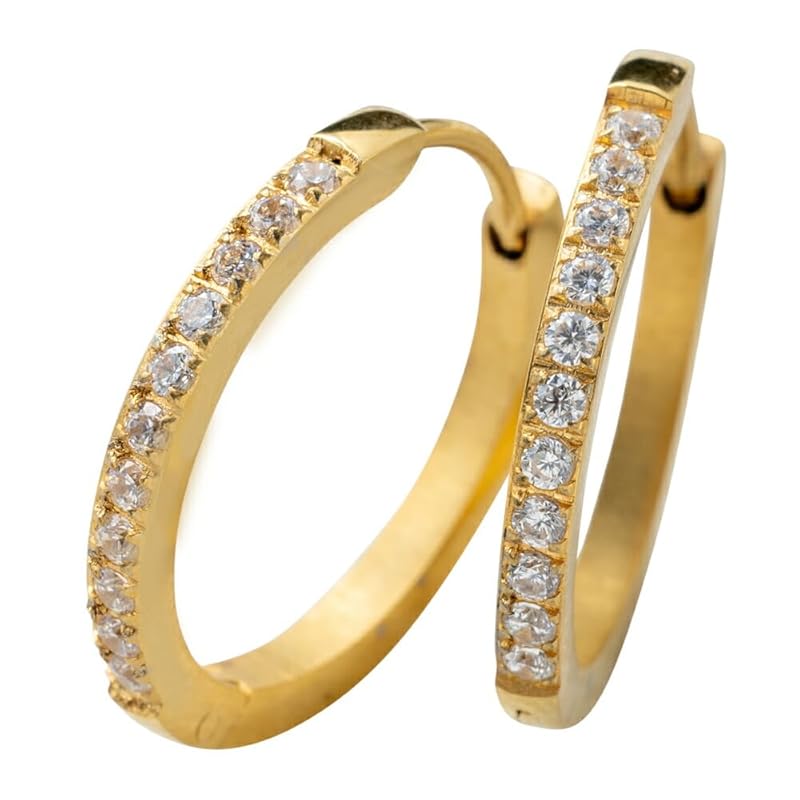 

[mico.lor] stainless earrings (118) Inner diameter 16mm hoop earrings zirconia Smaller ladies surgical stainless steel 316L Compatible with metal